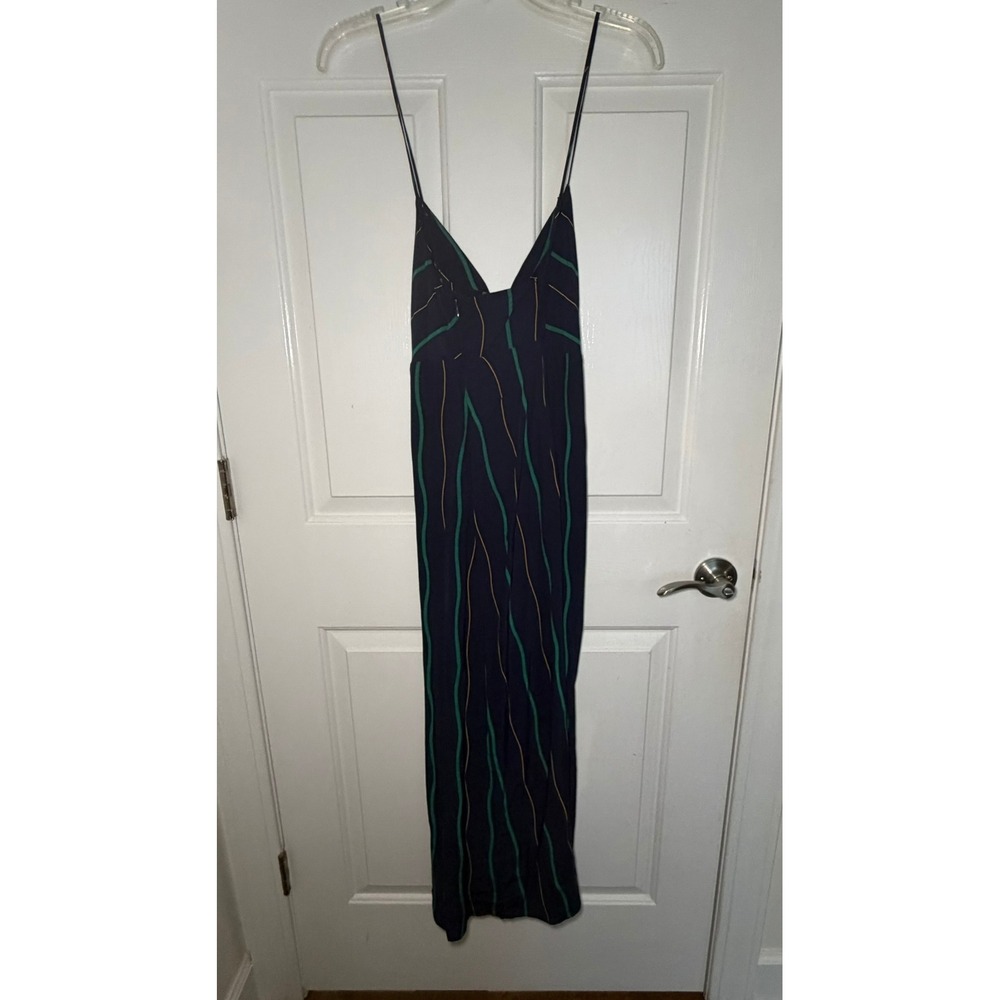 Madewell Navy Blue Striped Slip Midi Dress V-Neck Cross Back Size 14 NEW - Picture 12 of 12